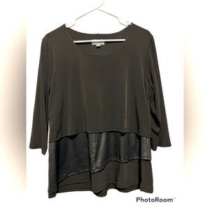 Jm Collection Women’s Black And Faux Leather Shirt. Beautiful Shirt Never Worn.